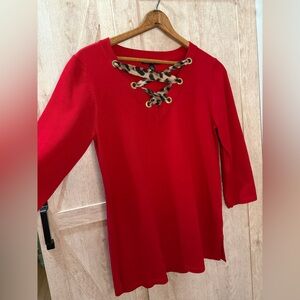 Cable & Gauge Vibrant Red Knit Top-Size Large